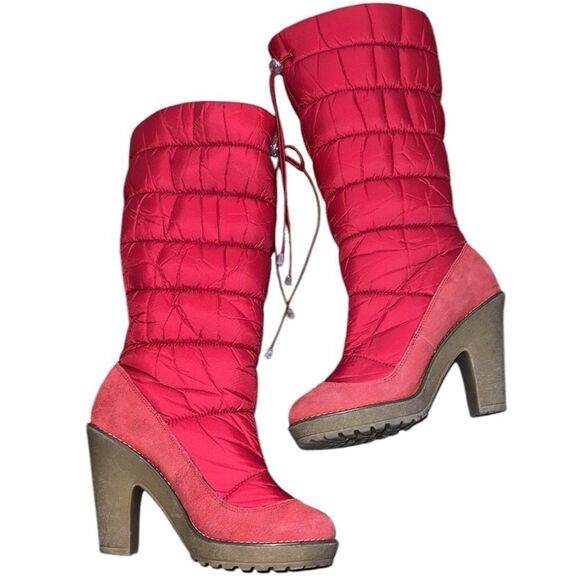 Real Comfort Vintage Red Puff and Suede Boots Size 8 M - Picture 3 of 7